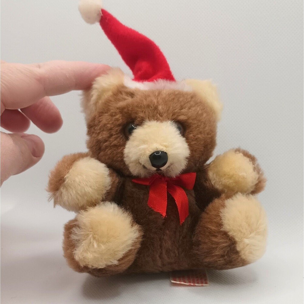 Russ Berrie Teddy Bear Santa Red Hat Mini Plush 1979 Stuffed Animal